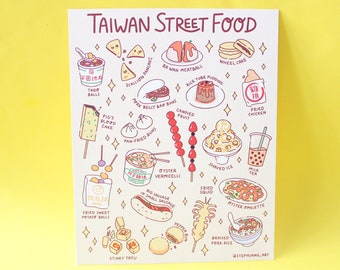 Taiwanese Street Food Poster, Food Illustration, 8 x 10 Digital Art Print, Taiwan Travel, AAPI Art, Gift for Foodie