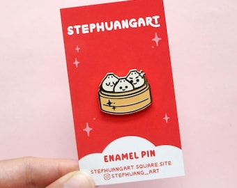 Soup Dumpling Enamel Pin, Dim Sum Food Art