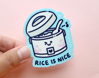 Rice Is Nice Sticker, Kawaii Asian Food Gift