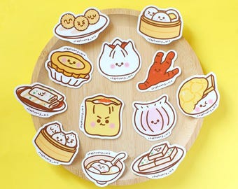 Zestaw naklejek Dim Sum, ilustracja chińskiego jedzenia