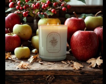 Soy Candle: Apple and Vanilla Bean | Essential Oil Infused | Natural Soy Wax