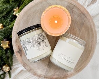 Peppermint Snow Soy Candle: Refreshing Mint Vanilla and White Chocolate Winter Scent