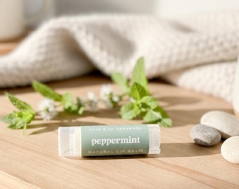 Peppermint Essential Oil Lip Balm | Naturally Cooling Lip Care | Buttery Moisturizing Handmade Chapstick