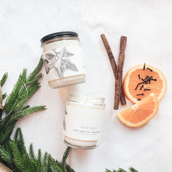 Orange Spice Soy Candle | Orange Clove Cinnamon | Natural Soy Wax | Holiday Gift | Christmas Candle