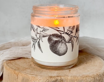 Clementine Basil Soy Candle: Essential Oil Infused, Vegan Soy Wax