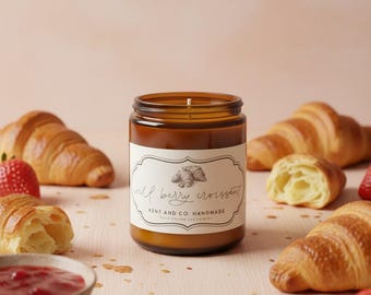Wild Berry Croissant Soy Candle: French Bakery Pastry Bread Jam Fragrance