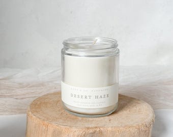 Desert Haze Soy Candle: Palo Santo, Sage, and Pear Scent