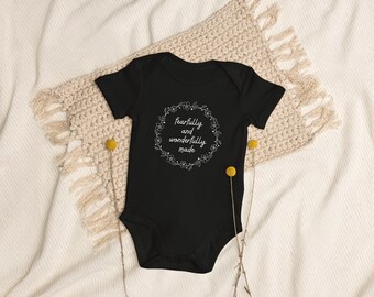 Fearfully and Wonderfully Made | Floral Wreath | Organic cotton baby bodysuit