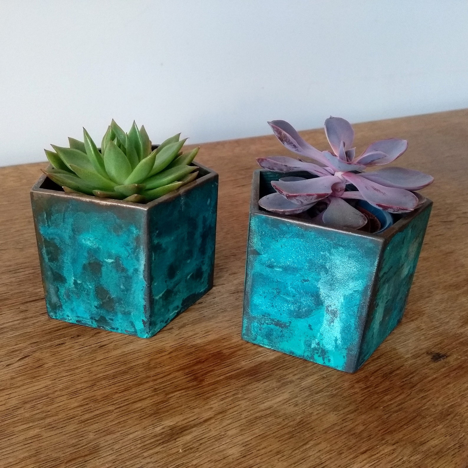 Rustic Bronze Planters Aged Bronze Plant Pots Unique Metal Etsy