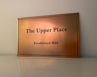 Engraved Copper Signs - Custom Solid Metal Name Plates, House Signage & Dedication Plaques  - Polished Finish