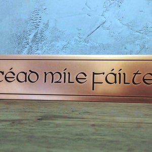 Custom Gaelic Copper House Sign: Engraved Celtic Nameplate