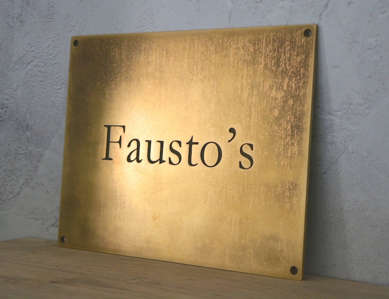 Aged brass plaque with antique patina finish - old brass signs made to order