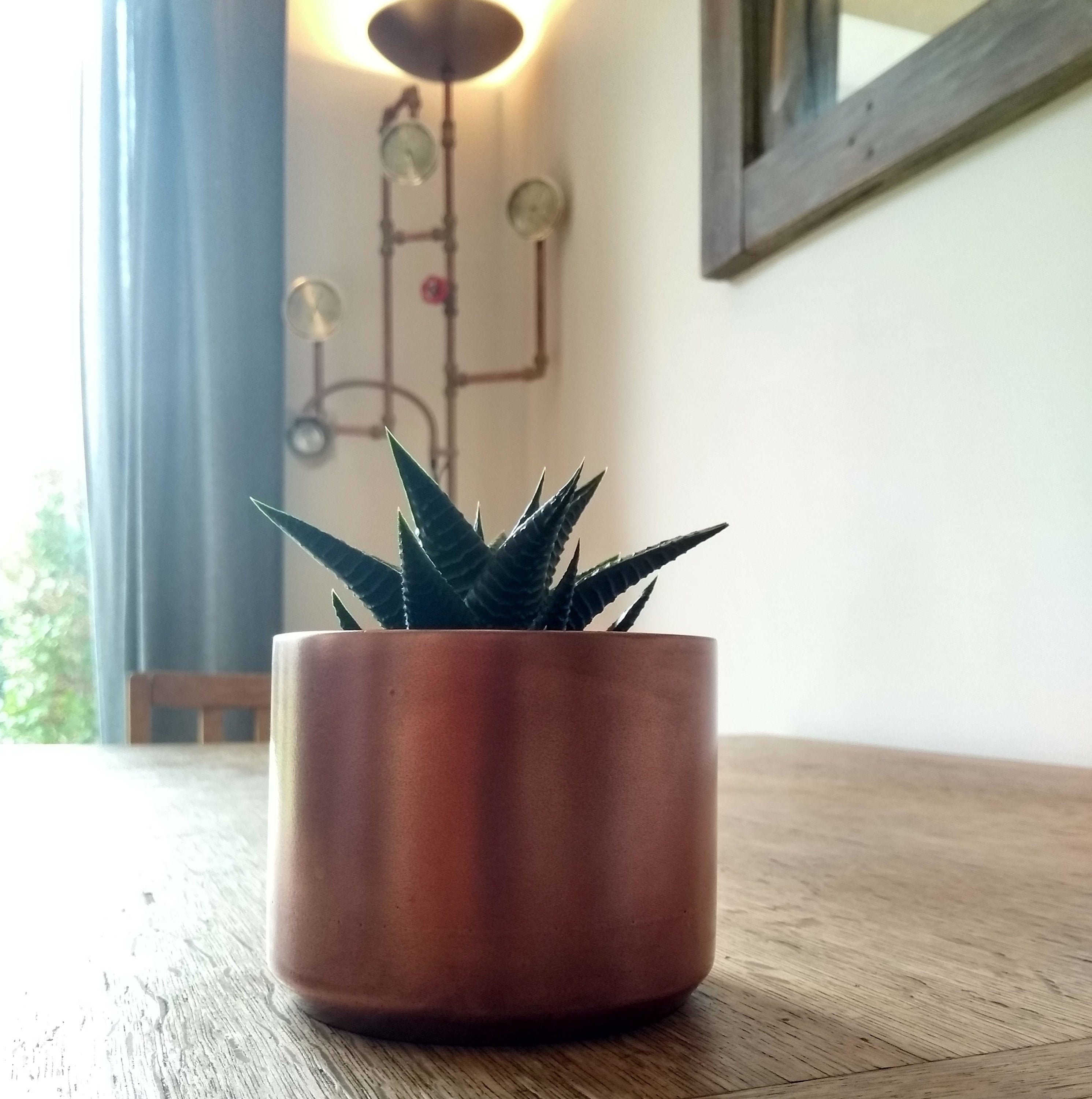 Round Copper Planter Minimalist Copper Plant Pot Metal Etsy UK