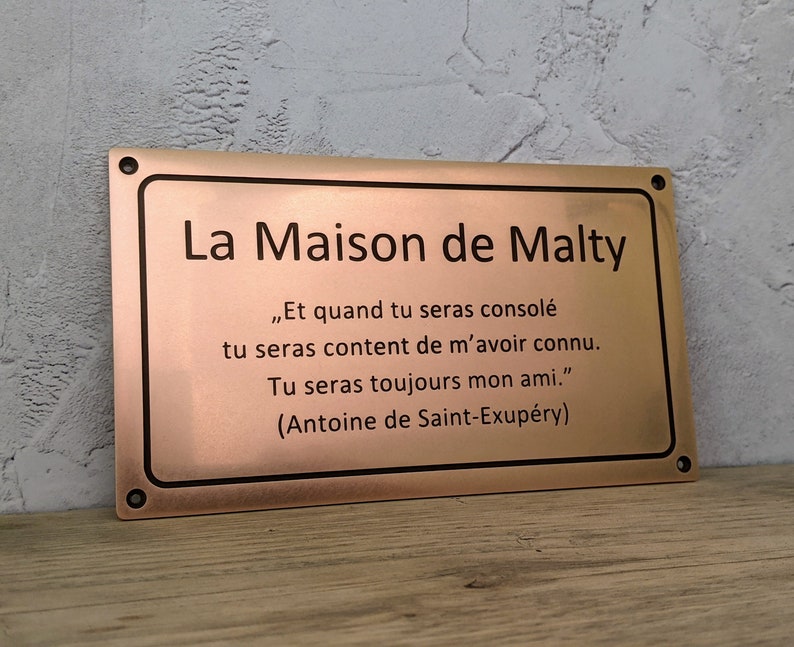 Engraved bronze plaque with custom text, personalized bronze house sign