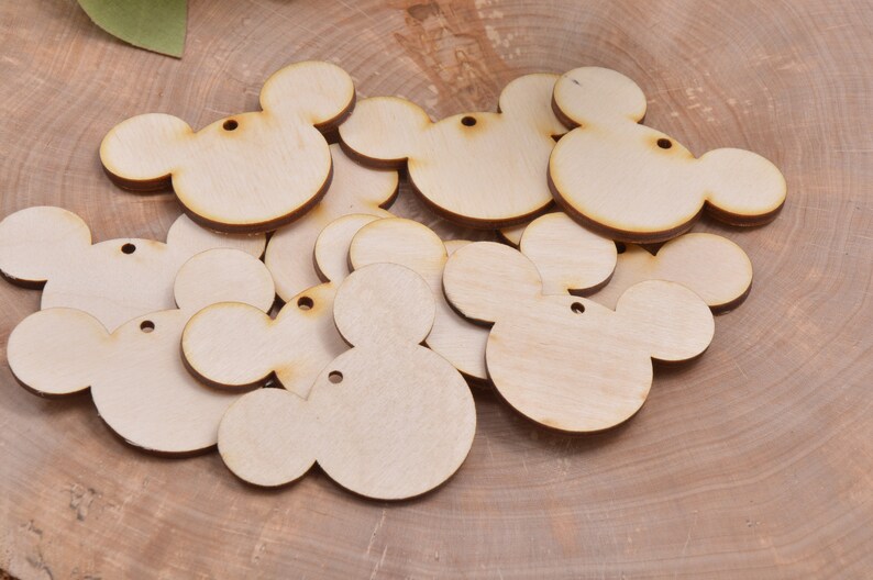 Set of 5 Wooden Mickey Mouse Head Cutout 14cm Wood Disney Etsy