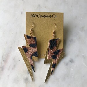 Leopard Lightning Bolt Dangle Earrings