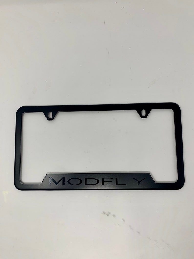 Black Tesla MODEL Y on Black License Plate Frame Fits Tesla Etsy