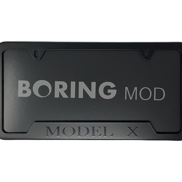 Black MODEL X on Black for Tesla License Plate Frame, Printed, CUSTOM, Metal, No Stickers, BORINGmod, Free Returns, Chrome Delete, BORINGmod