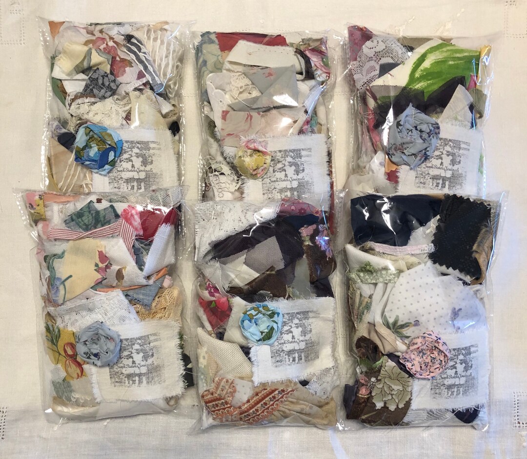 Scrap Fabric Bag Junk Journal Collage Card Making Tags