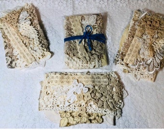 Lace Scrap Pack includes Doily and Linens Junk Journal Fabric Book Slow ATC