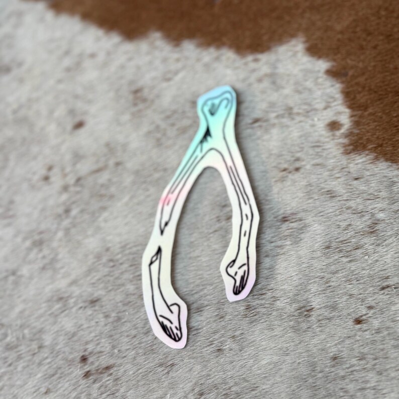 Holographic Wishbone Sticker | Lucky Charm Sticker | Handcut Vinyl ...