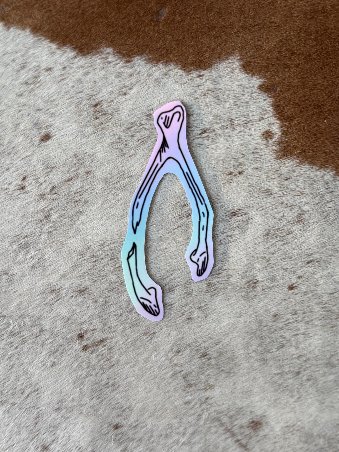 Holographic Wishbone Sticker | Lucky Charm Sticker | Handcut Vinyl ...