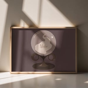 Wydruk artystyczny z kryształową kulą | Plakat z wróżką „Maybe” | Magia retro kiczu (pobranie cyfrowe)