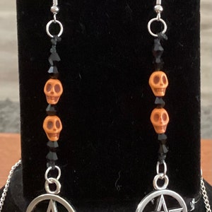 Skull pentagram Wiccan earrings