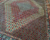 6.5 x 9.3 Vintage Decorative One of a Kind Wool Hand Woven Caucasian Azerbijian Fine Unique Geometric pattern Oriental Rug