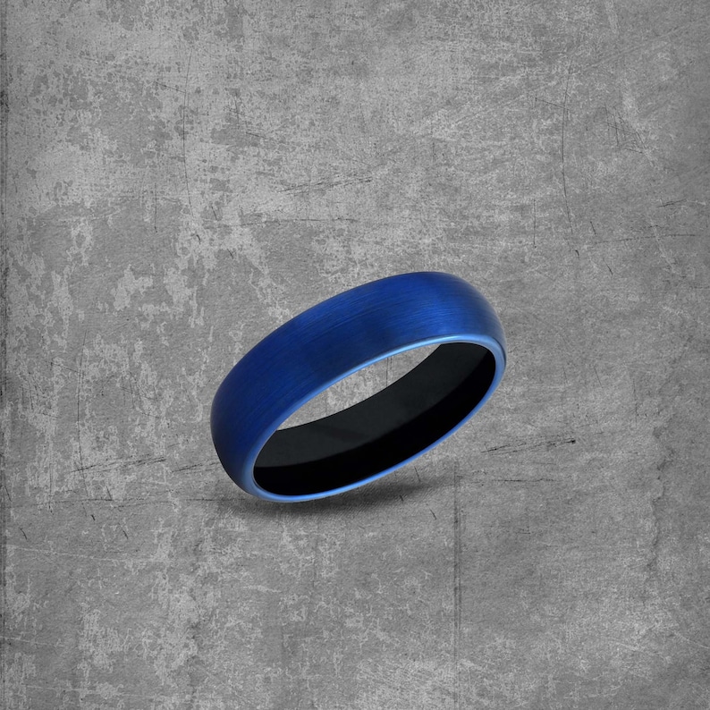 Promise Ring|Engagement Mens Wedding Band Rings For Women Name Ring Personalized Stacking Rings Modern Blue Wedding Ring Tungsten Band