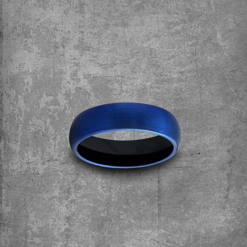 Promise Ring|Engagement Mens Wedding Band Rings For Women Name Ring Personalized Stacking Rings Modern Blue Wedding Ring Tungsten Band