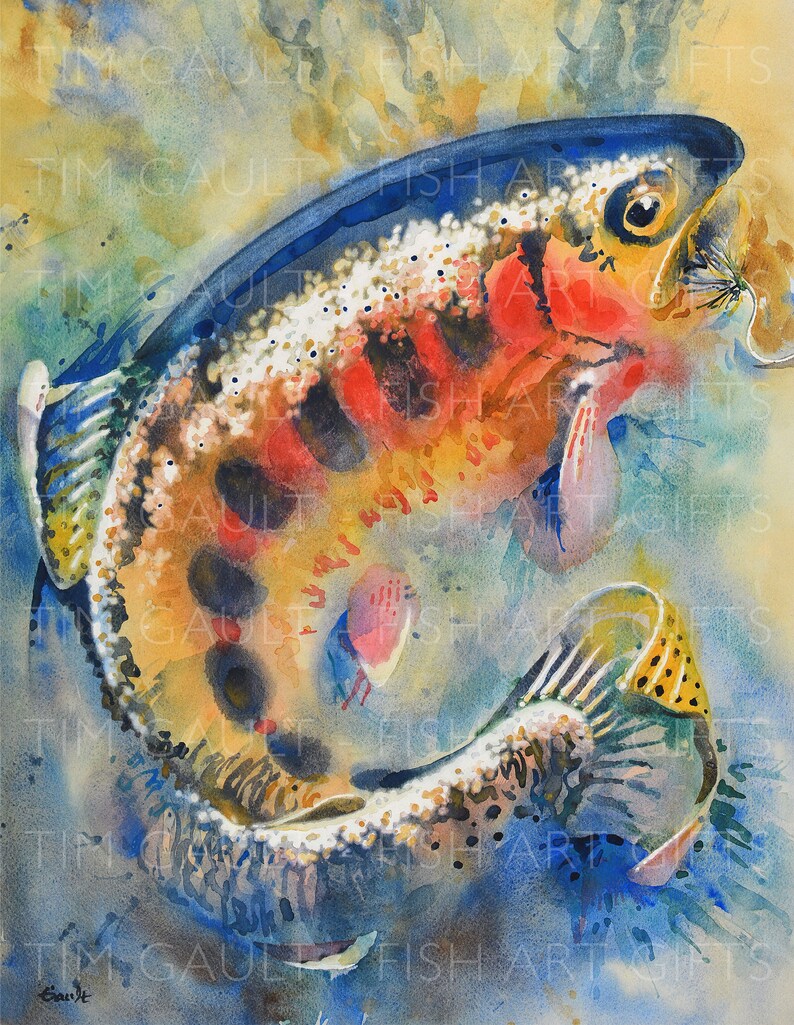 California Golden Trout Painting Golden Trout Art Fish Art Etsy
