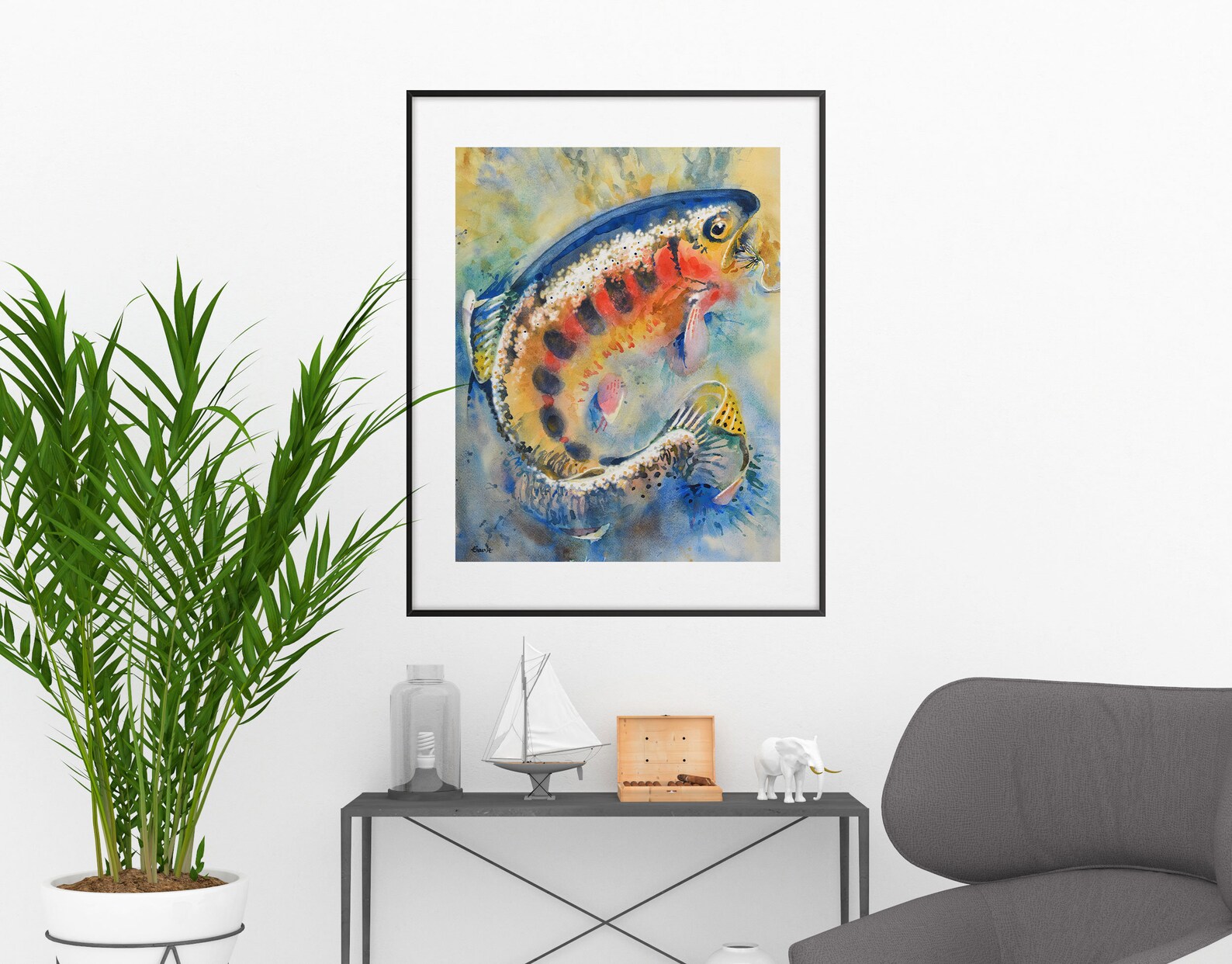 California Golden Trout Painting Golden Trout Art Fish Art Etsy