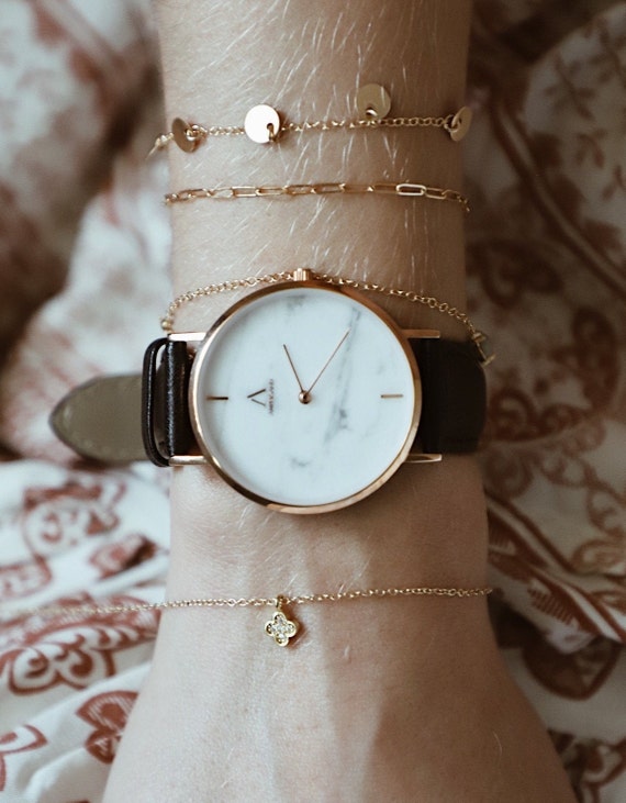 Rose gold hotsell and marble watch