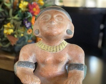Mexican Aztec Seated Terracotta Priest