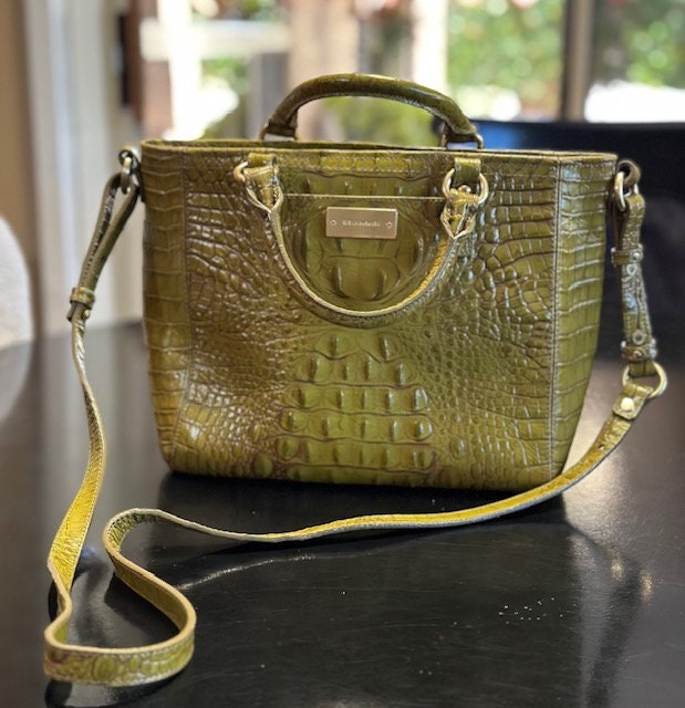Brahmin Lime Green Vintage Handbag With Strap and Handle