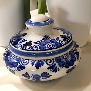Delfts Blue Porcelain Hand Painted Lidded Bowl