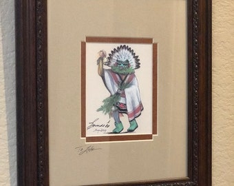 Carole Bourdo "Talavai" Kachina Framed and Matted Picture