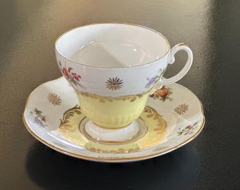 E B Foley Bone China Yellow Cup and Saucer made in England