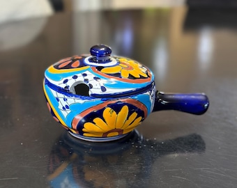 Mexican Talavera Covered Salsa Dish or Bowl