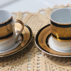 Yamasen Gold Collection Fine Porcelain Japan Gold Plated Demitasse