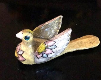 Vintage Ser-Mel Mexican Tonala Hand Painted, Hand Crafted Paper Mache Dove