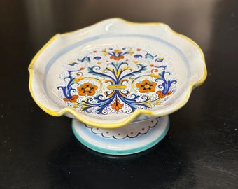 Hand-Painted Deruta Italian Majolica Cake Stand