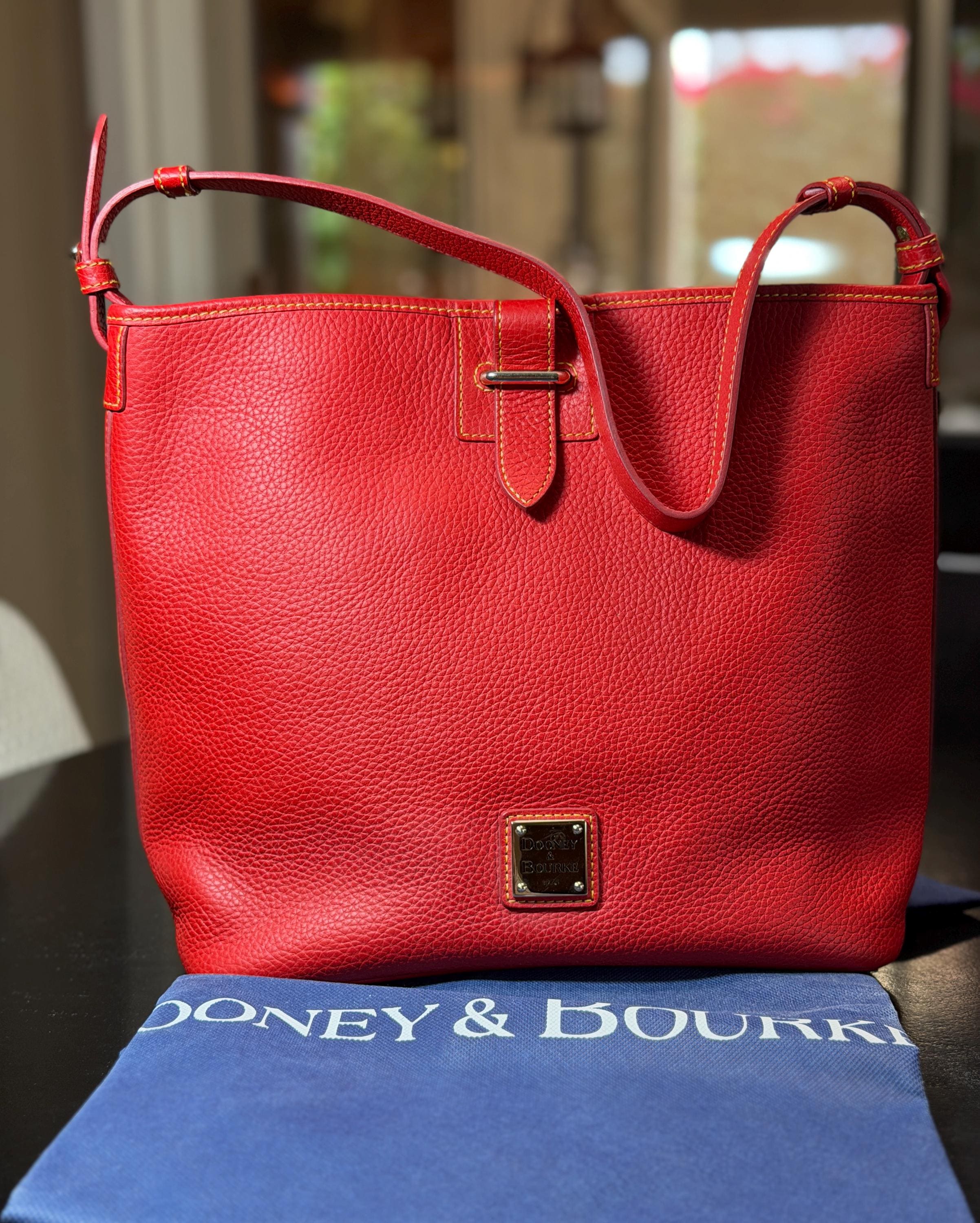 Dooney & Bourke Large Red Pebble Grain Leather Handbag - Etsy display picture 1
