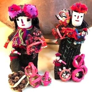 Mexican Hand Made Design, All Natural Materials, Hand Embroidered Dolls