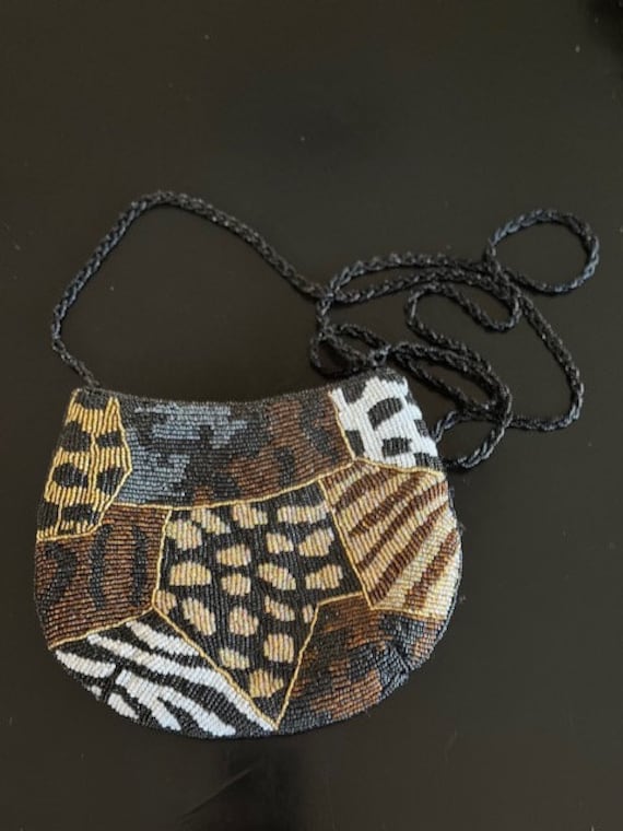Asly's Vintage Beaded Animal Print Handbag