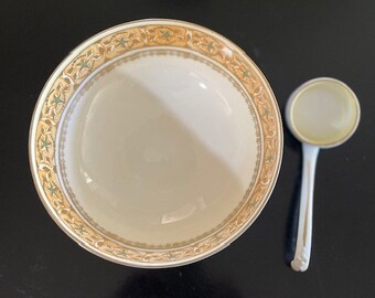 Vintage Royal Rudolstadt Hand-Painted Footed Bowl With Ladle