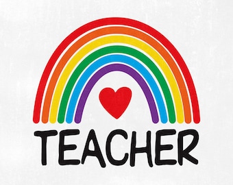 Lehrer SVG, Lehrerin Regenbogen SVG, Schule SVG, Png, Jpg, Eps, Dxf, studio.3 Dateien für Cricut und Silhouette, Clipart, Instant Download.