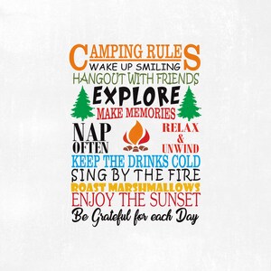 Camping Bucket SVG, Camping Glow Bucket Cut File, Camp Rules SVG, Camping SVG, Camping Cut Files, Camp Cu Files