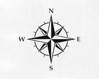 SVG - Compass Star Stencil, Silhouette, Studio, Monogram, Black, Vector, Clip Art, Images for Cut Files or Prints
